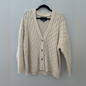 American Eagle Outfitters Cream Cable Knit Cardigan